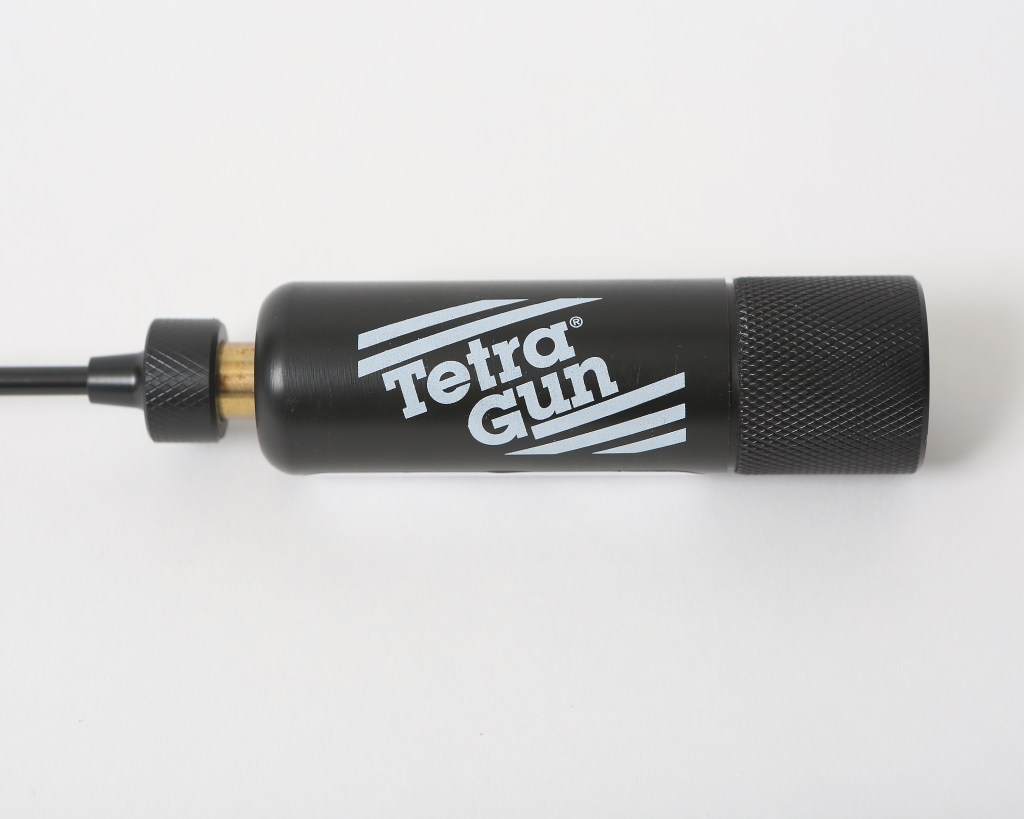 gun cleaning rod made of chemical and scratch resistant stainless still with a spinning handle